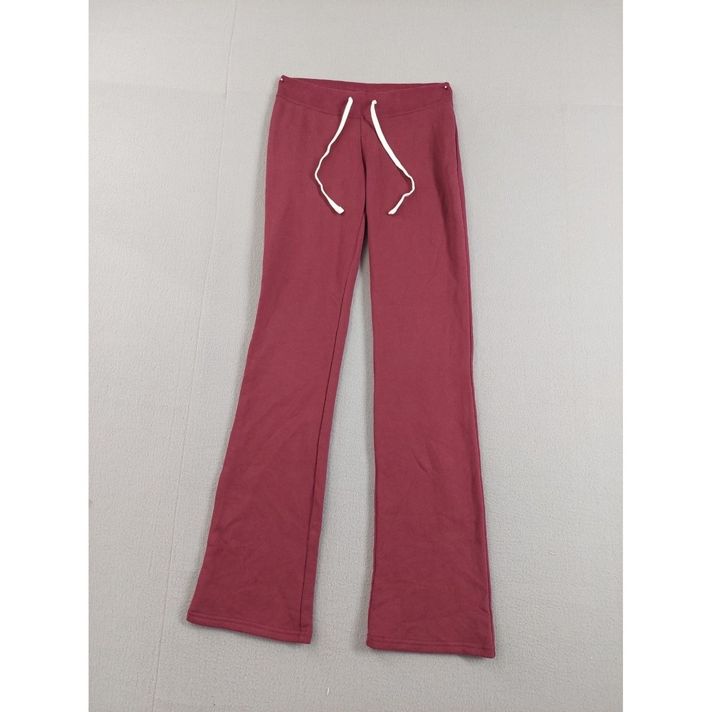 Hollister Women Sweatpant XS Berry Red Bootcut Drawstring Waist Knit Activewear